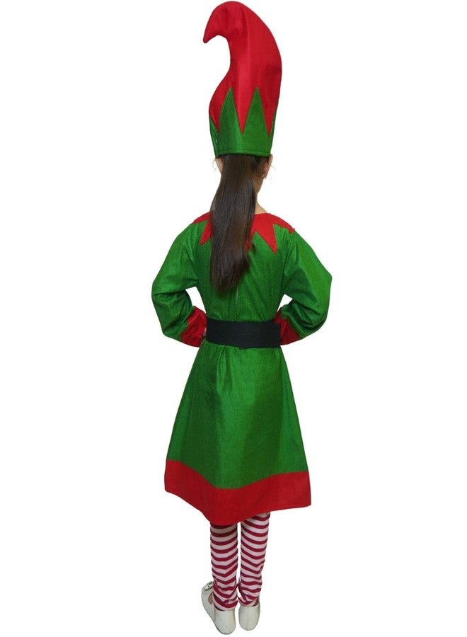 كاكو فانسي دريسيس زي تنكري على شكل قزم من كاكو للأطفال، مناسب لحفلات الكريسماس - أحمر/أخضر، مقاس 3-4 سنوات، للبنات - Image 4